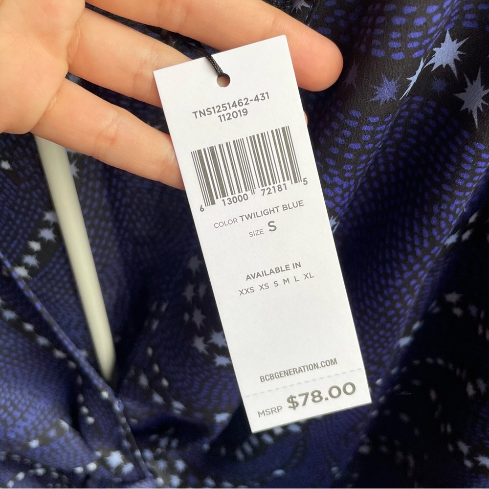 NWT BCBGeneration Twilight Blue Long Sleeve Blouse - Picture 5 of 10